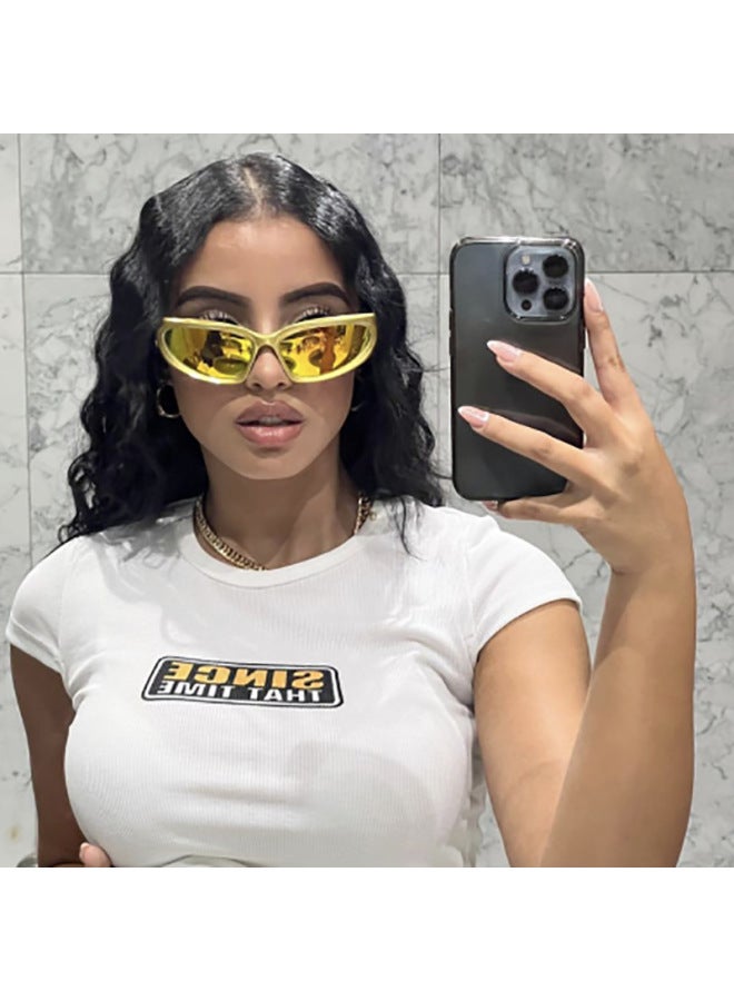 New Y2K Sports Punk Sunglasses Women Brand Designer Square Goggle Men Luxury Sun Glasses UV400 Colorful Mirror Fashion Eyewear-Lenses Color:C3-Frame Color:As shown in figure - Image 3